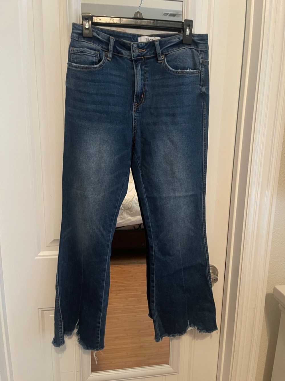 Women's Dark Blue Cropped Flare Jeans-